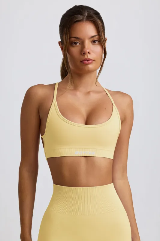 Super Sculpt Seamless Backless Sports Bra in Butter made by Bo + Tee