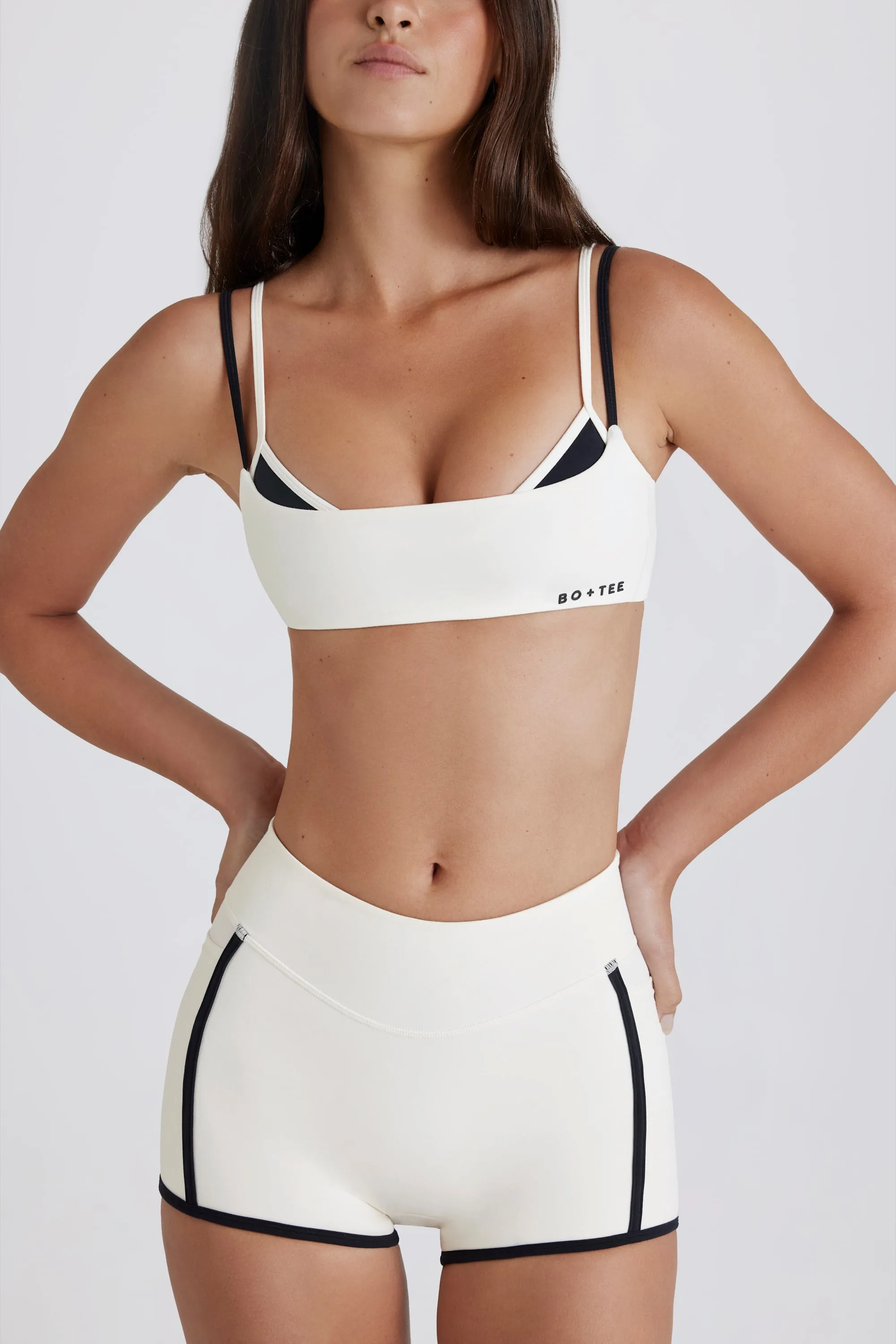 Soft Active Twist-Back Layered Sports Bra in Coconut sold by Oh Polly product image thumbnail 4