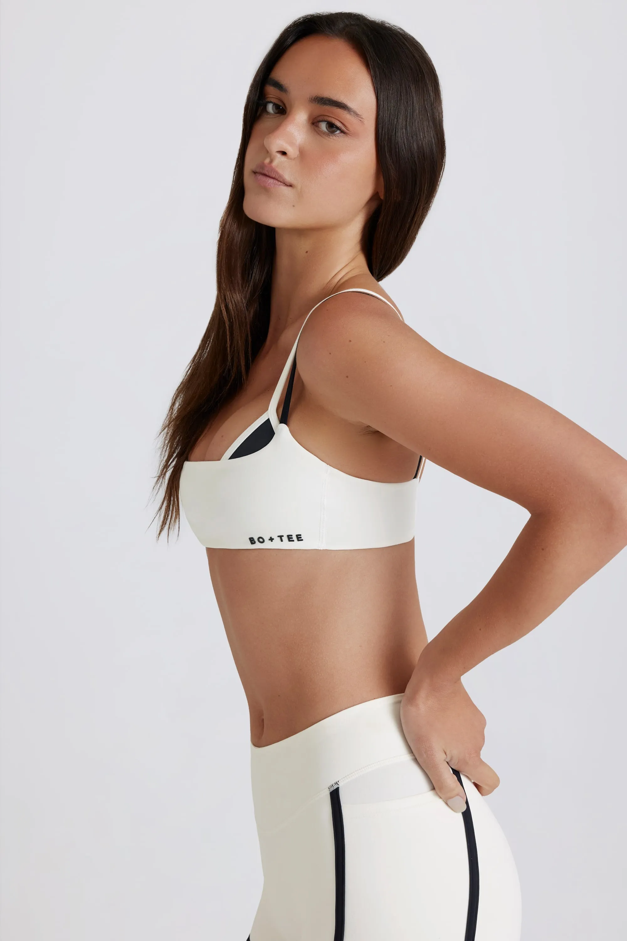 Soft Active Twist-Back Layered Sports Bra in Coconut sold by Oh Polly product image thumbnail 3