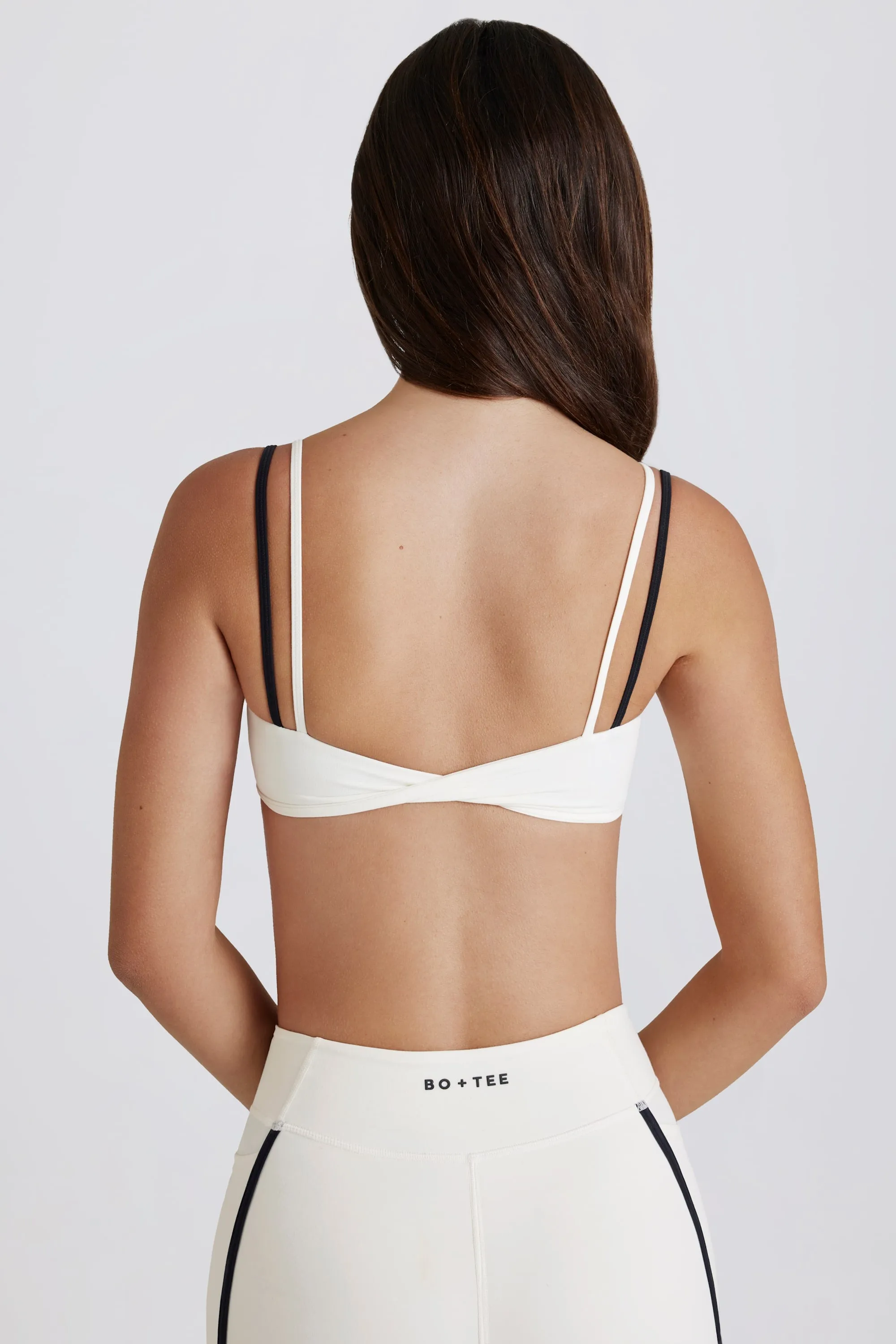 Soft Active Twist-Back Layered Sports Bra in Coconut sold by Oh Polly product image thumbnail 2