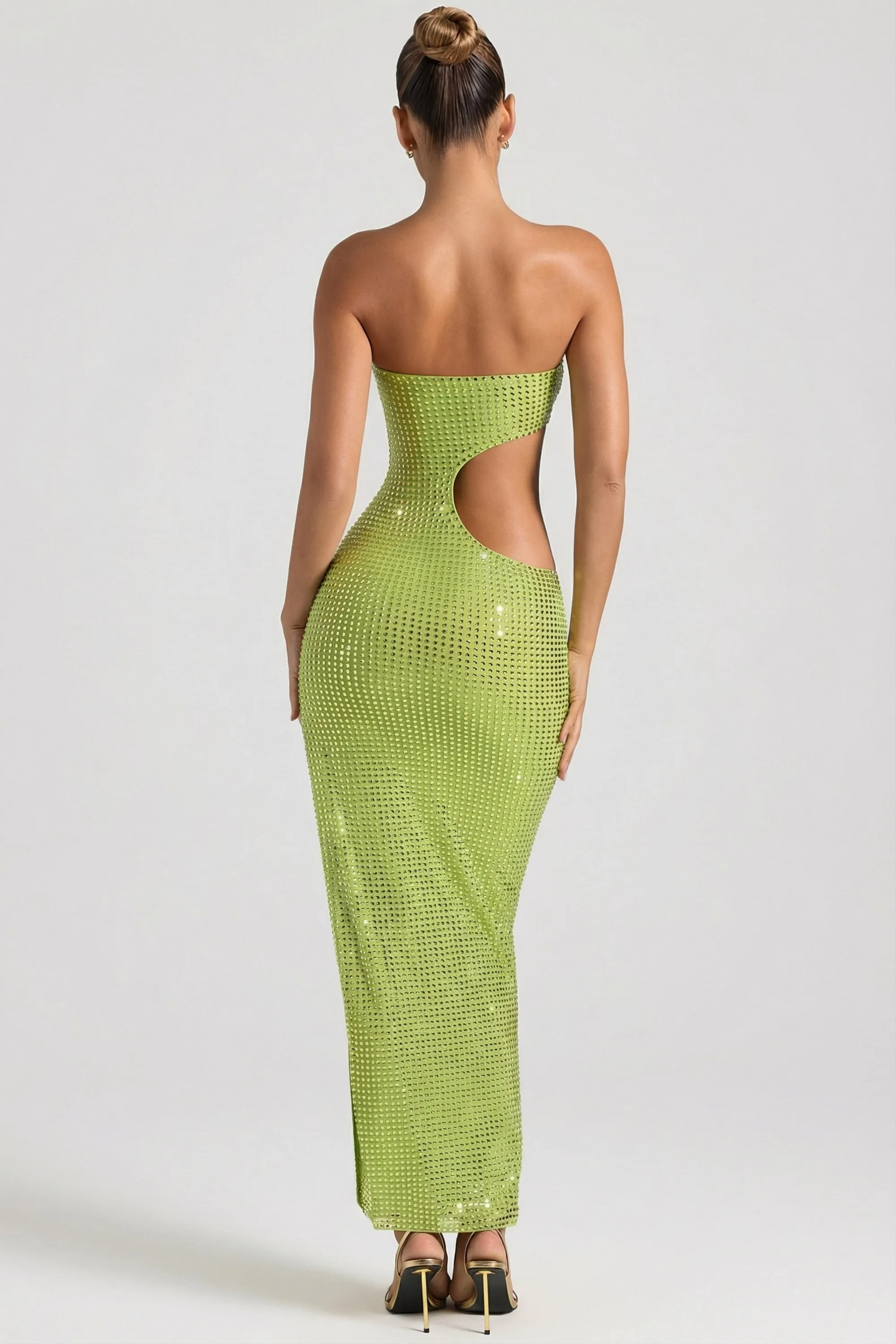 Embellished Cut-Out Bandeau Maxi Dress in Pear Green sold by Oh Polly product image thumbnail 2