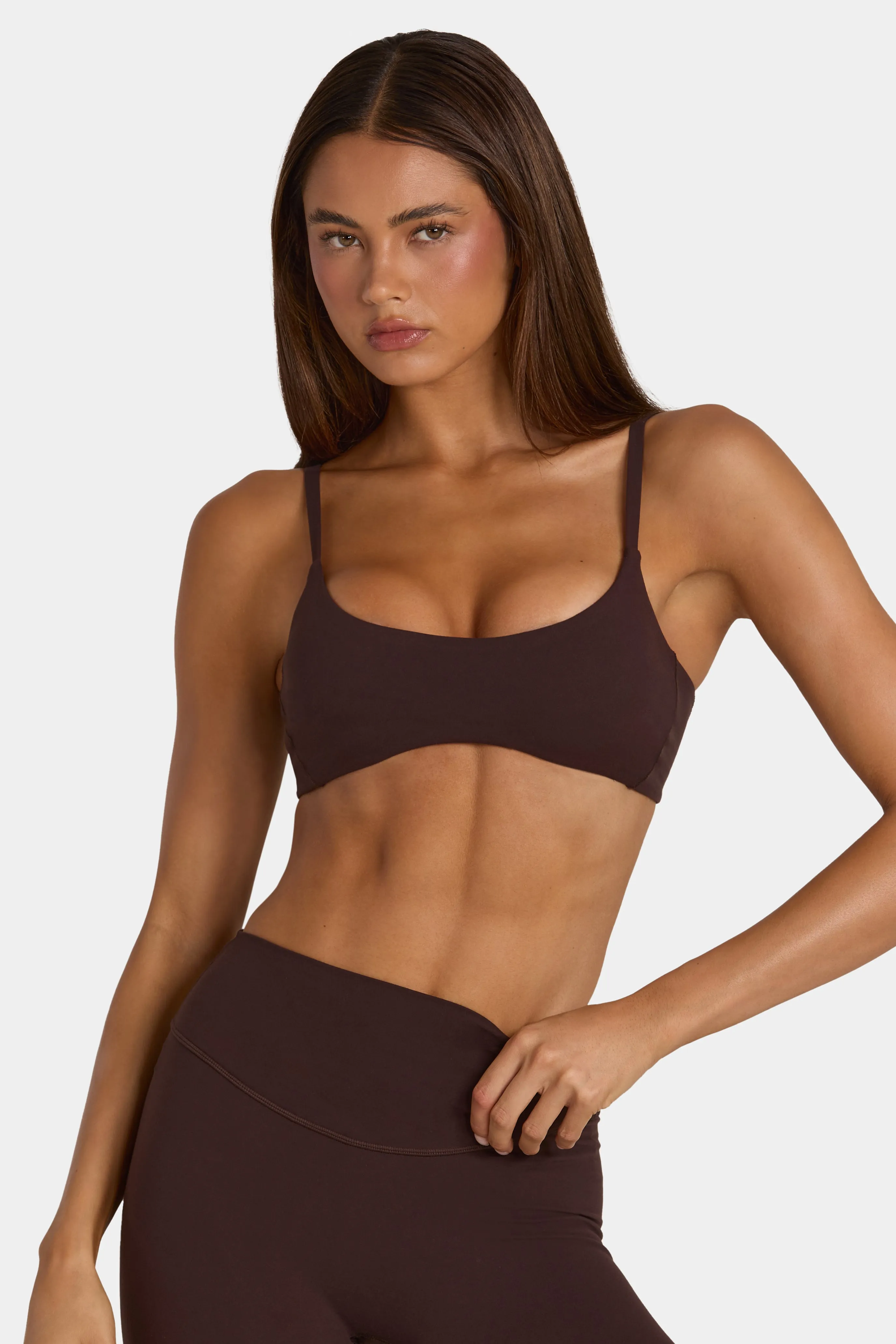 Soft Active Low-Impact Sports Bra in Espresso sold by Oh Polly