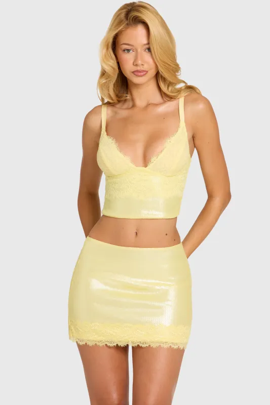 Sequin Lace Bralette Top in Butter made by Oh Polly