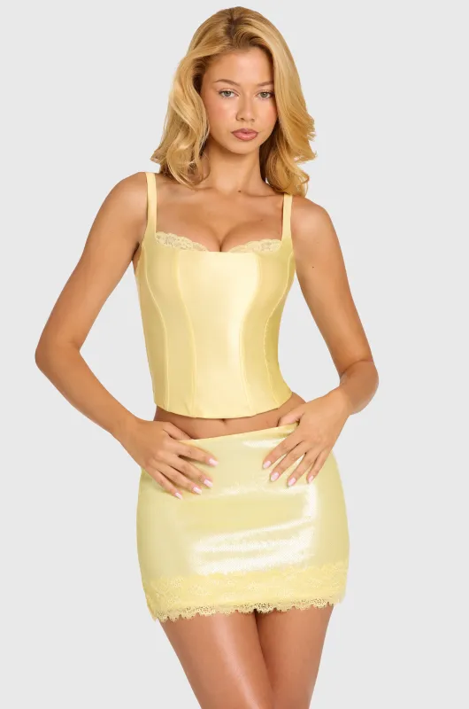 Satin Corset Top in Butter made by Oh Polly