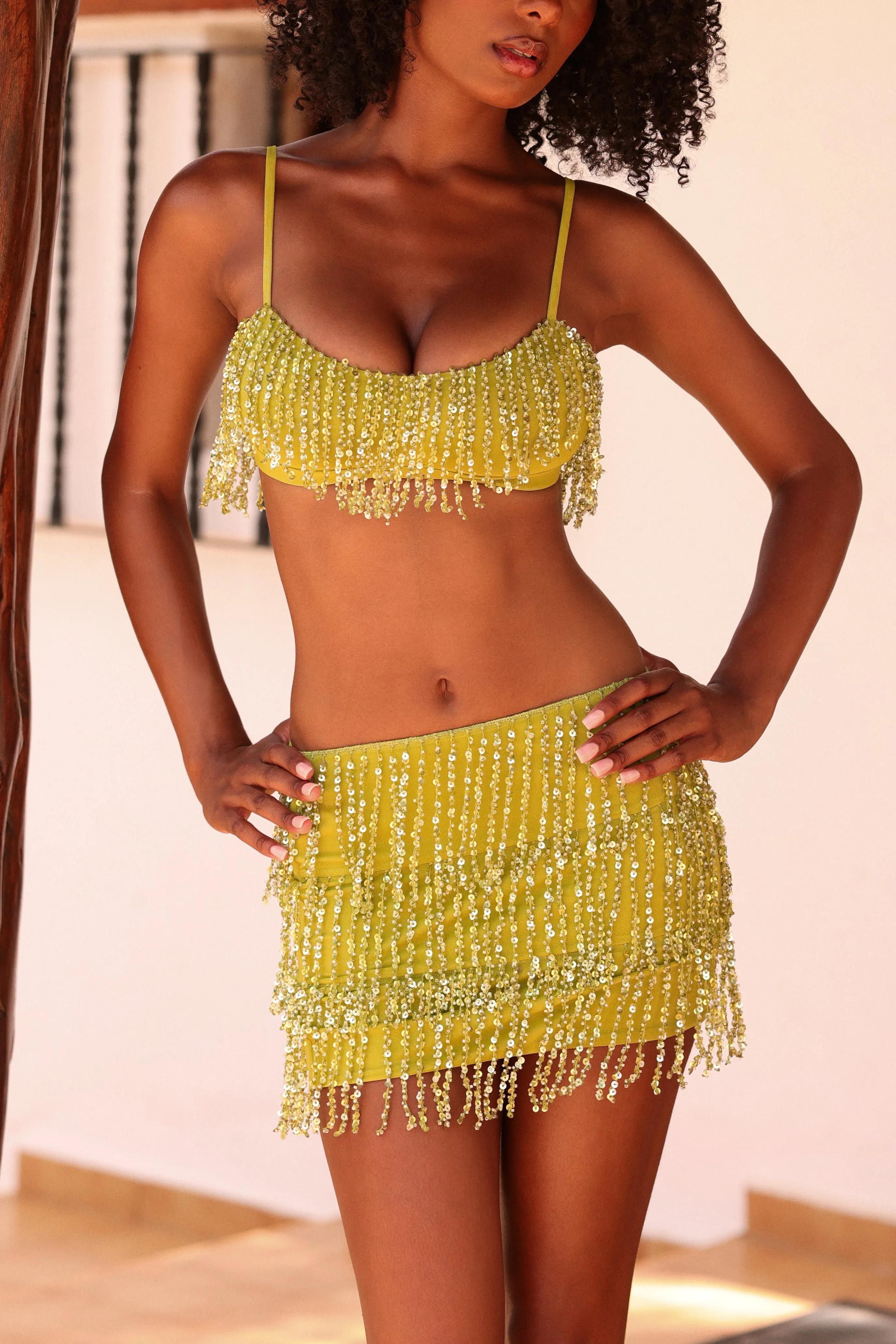 Fringed Bralette in Olive sold by Oh Polly product image thumbnail 2