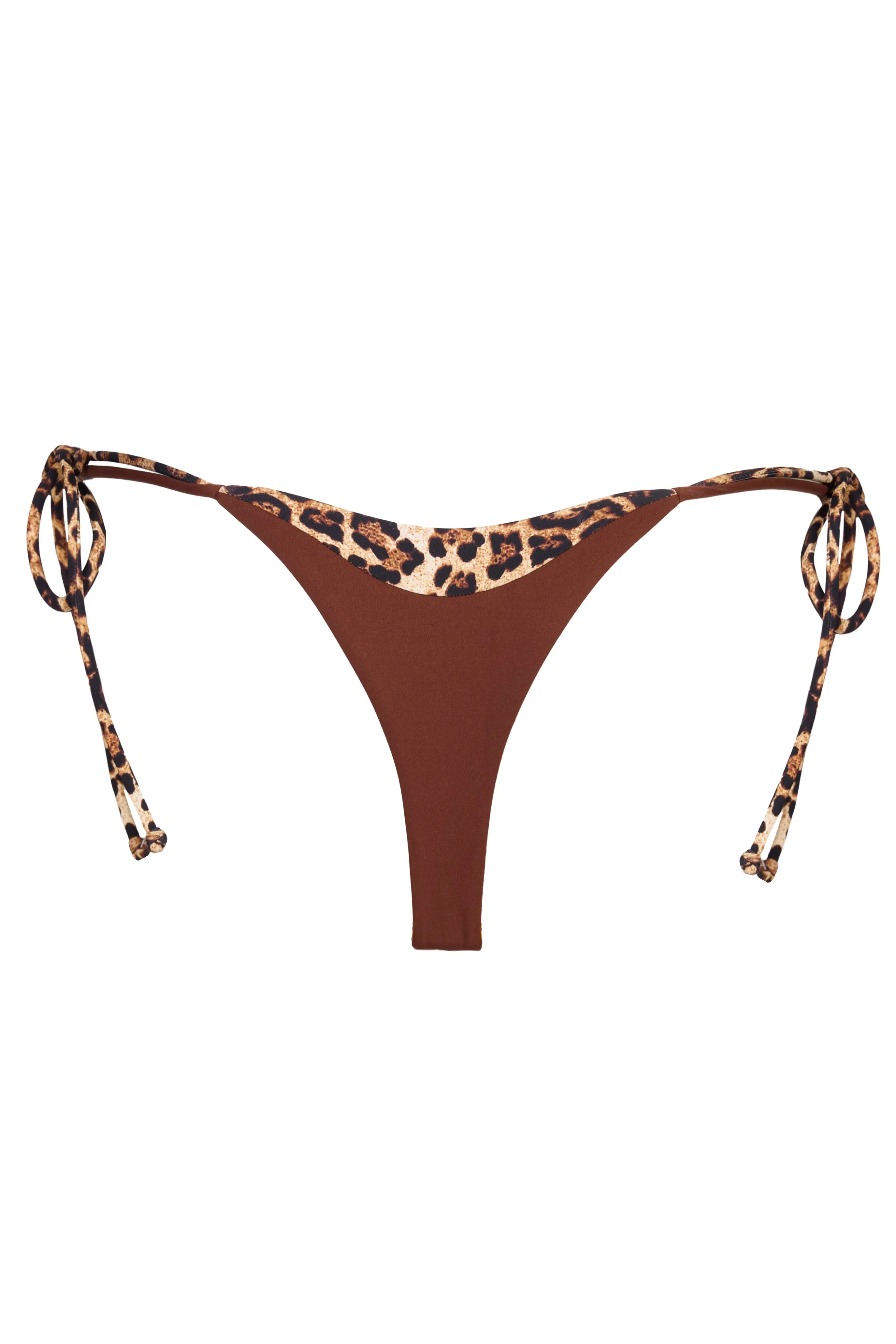 Tie-Side Thong Bikini Bottoms in Brown Contrast sold by Oh Polly product image thumbnail 4