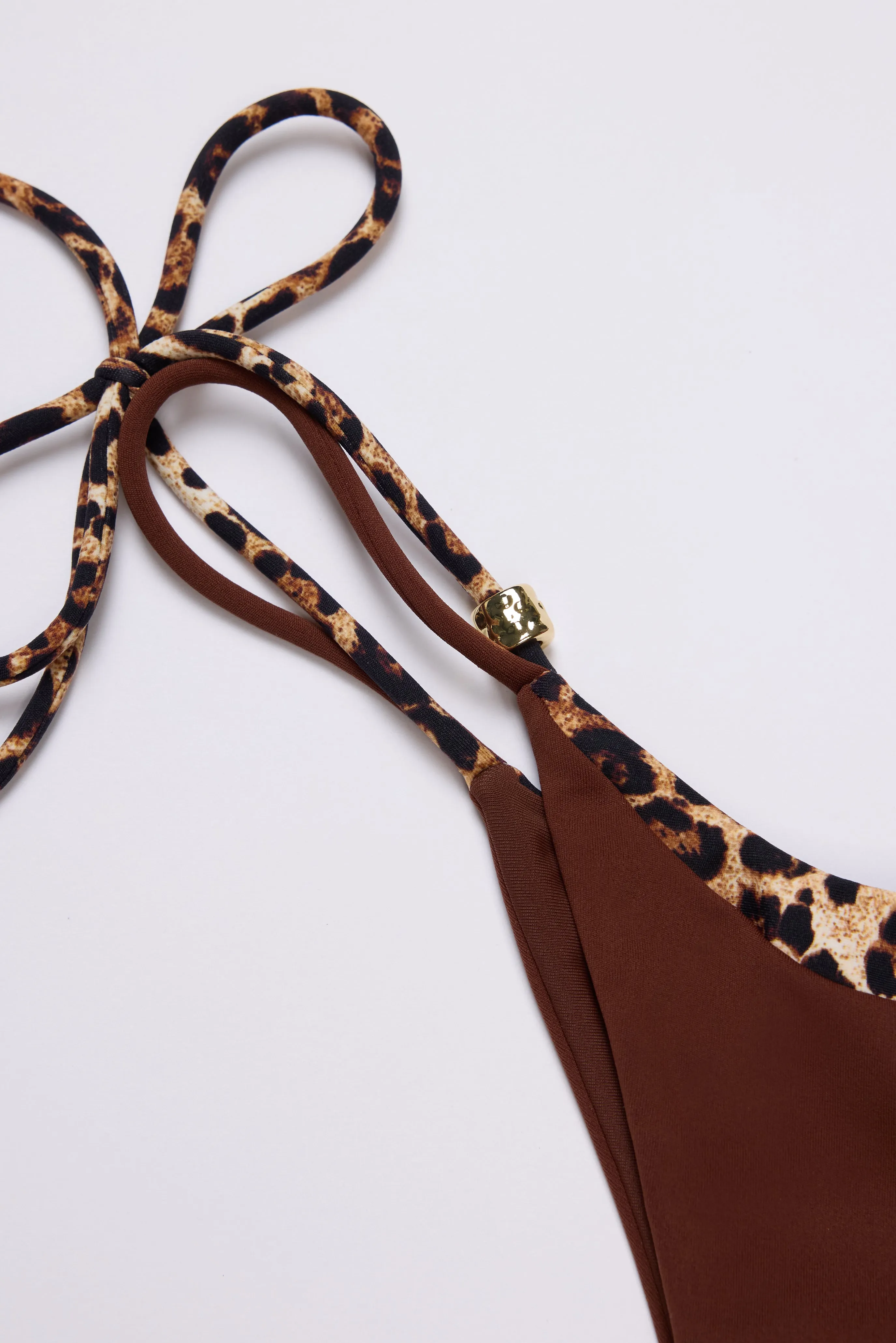 Tie-Side Thong Bikini Bottoms in Brown Contrast sold by Oh Polly product image thumbnail 5