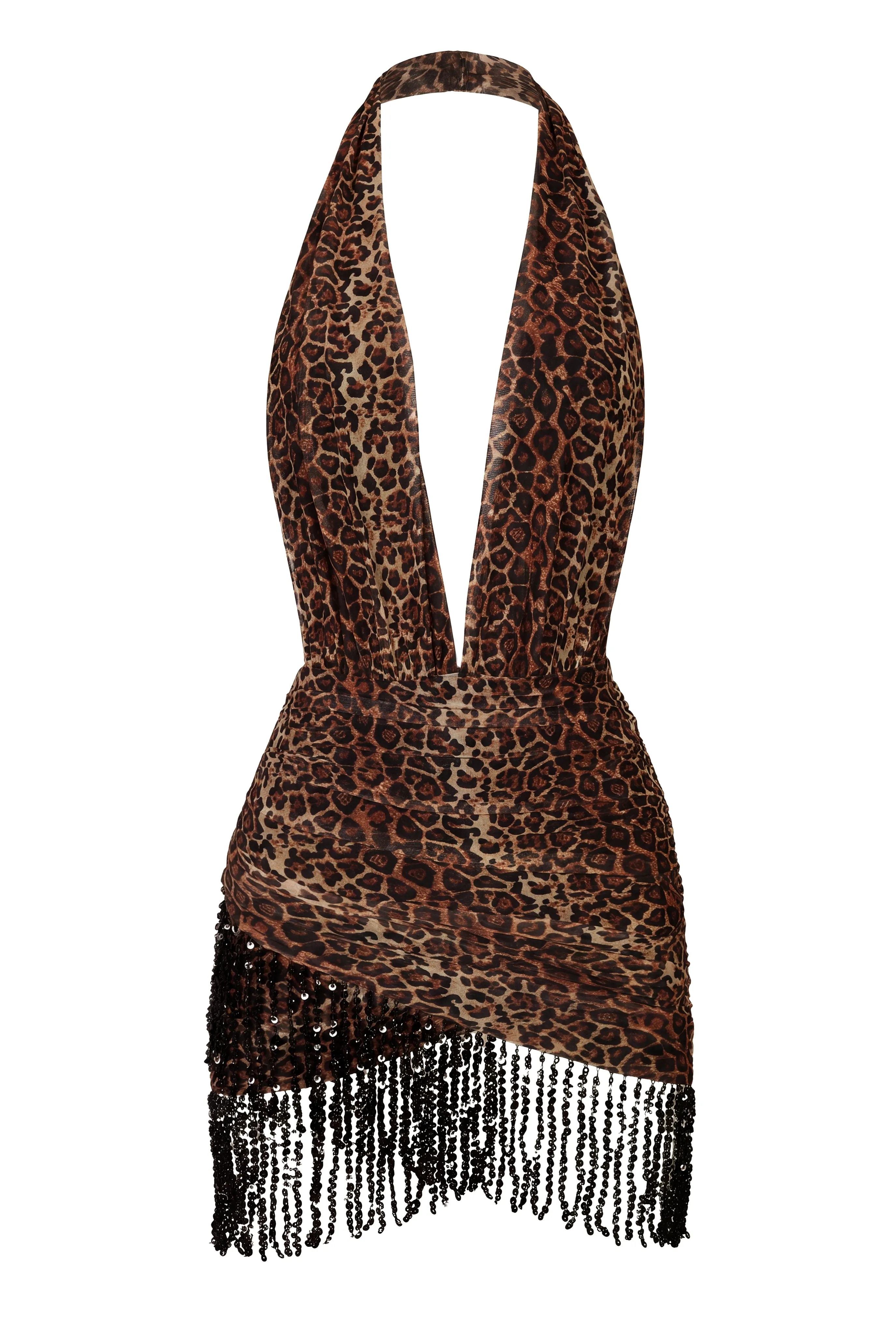 Halterneck Mini Dress in Leopard Print sold by Oh Polly product image thumbnail 4