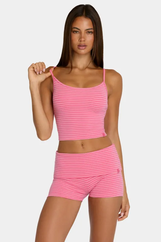 Brushed Jersey Tank Top in Pink Stripe made by Bo + Tee