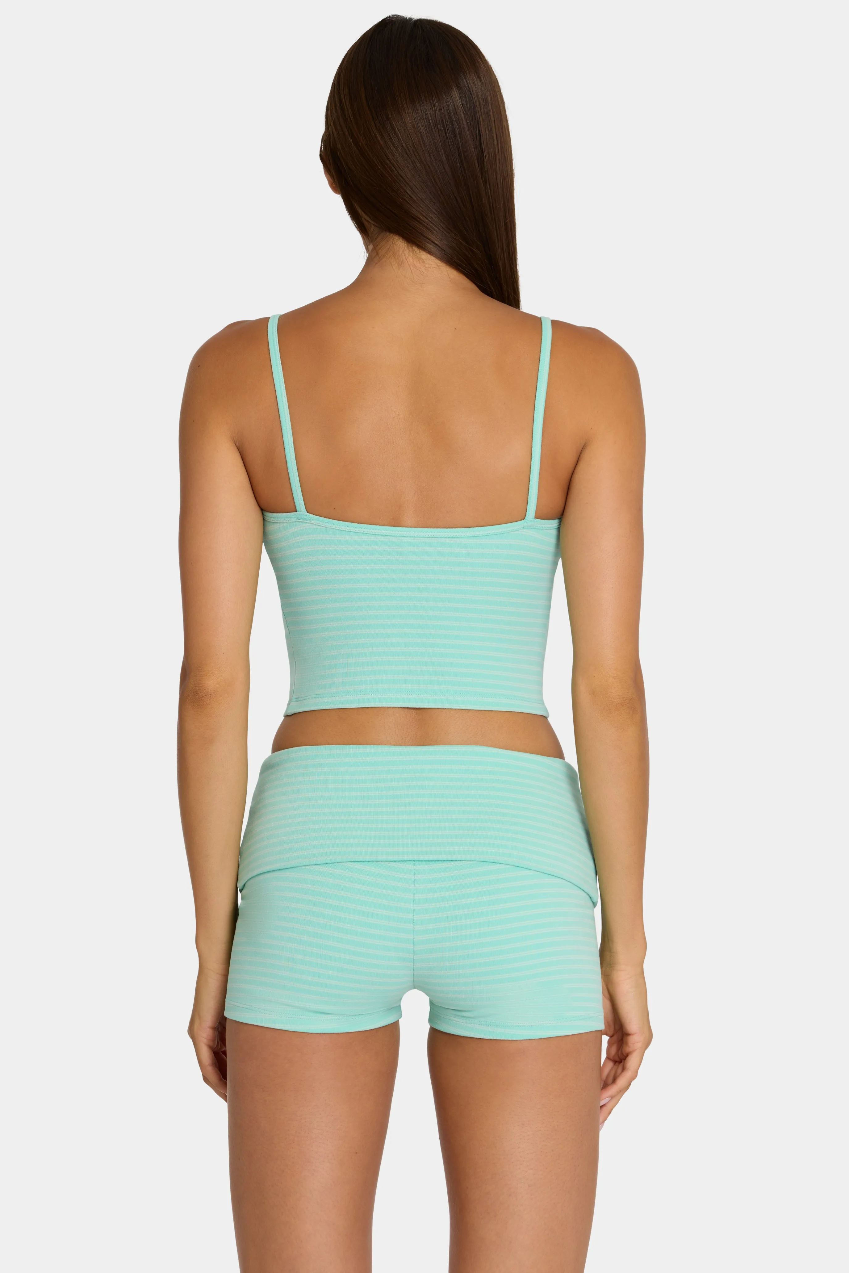 Brushed Jersey Tank Top in Aqua Stripe sold by Oh Polly product image thumbnail 3