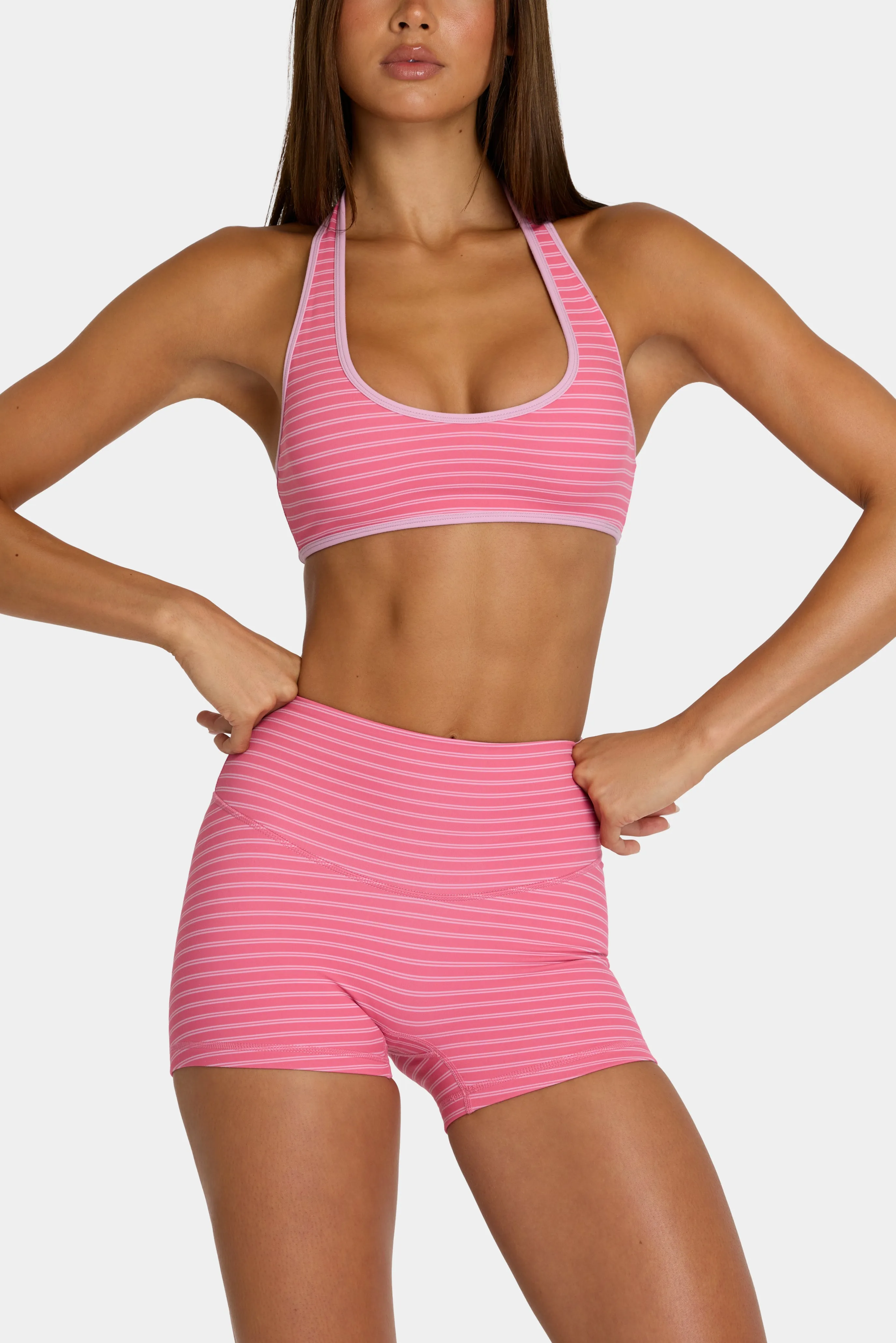 Soft Active Mini Shorts in Pink Stripe sold by Oh Polly product image thumbnail 4