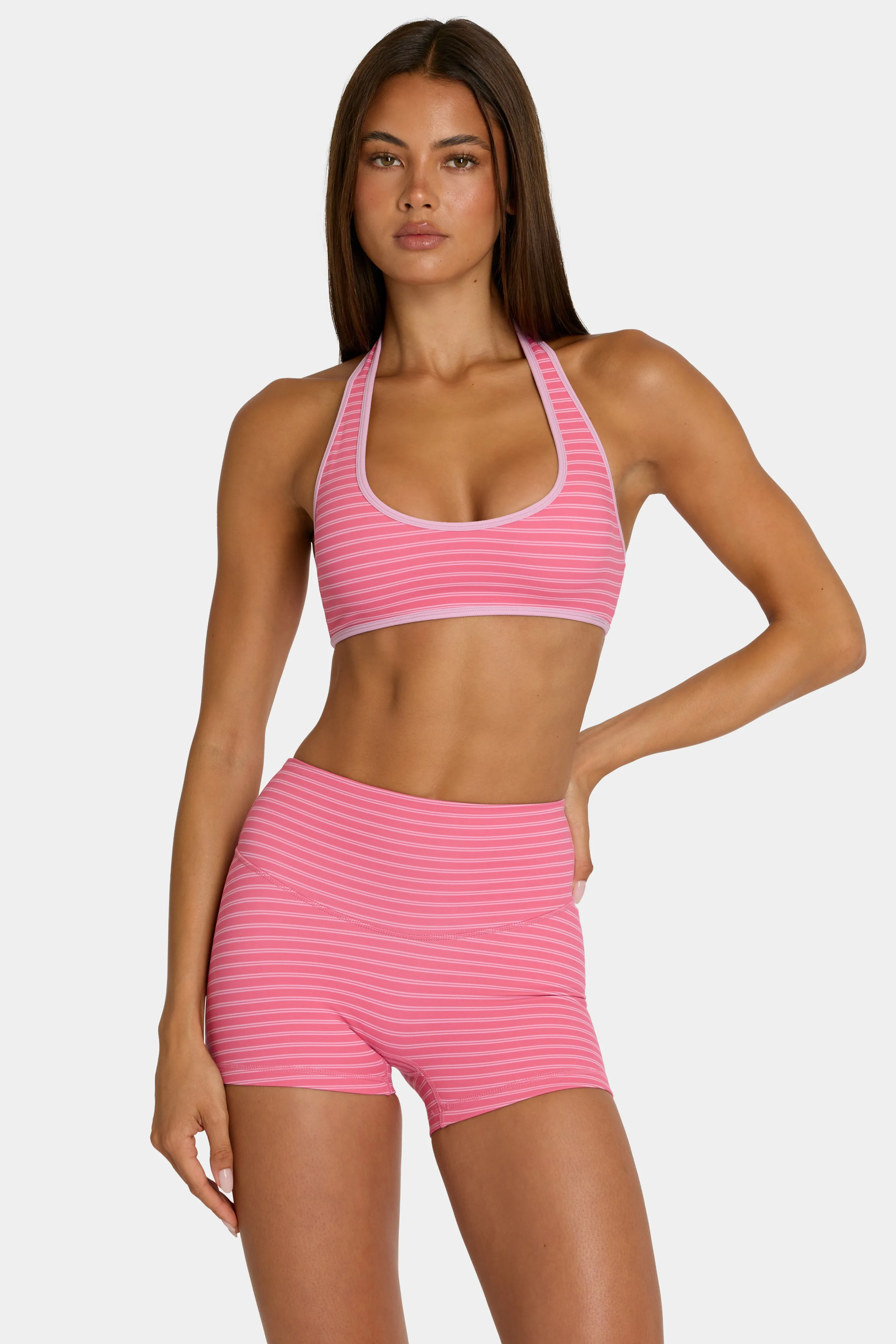 Soft Active Mini Shorts in Pink Stripe sold by Oh Polly product image thumbnail 5