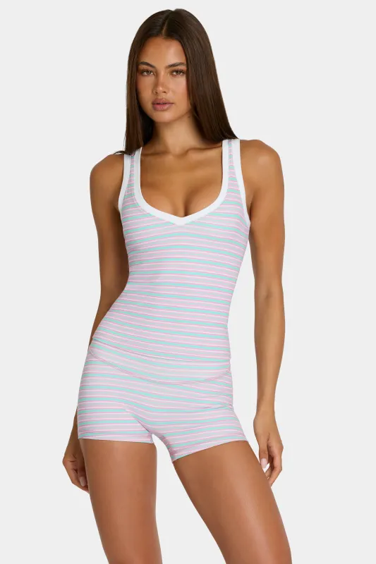 Soft Active Tank Top in Multi Stripe made by Bo + Tee