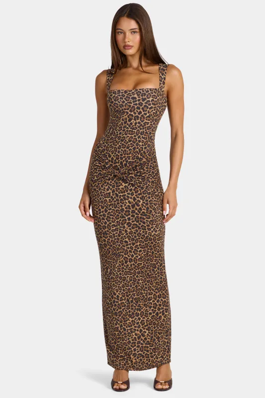 Modal Square-Neck Maxi Dress in Leopard made by Oh Polly