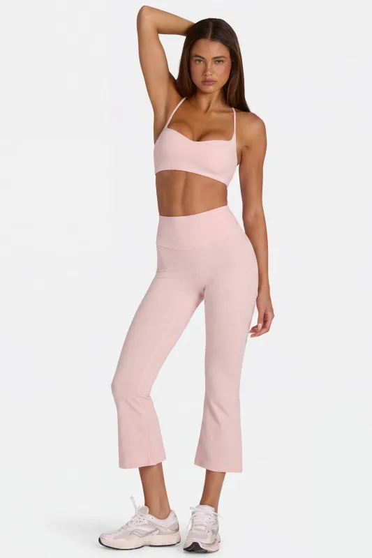 Soft Active Flared Capri Leggings in Blush Marl made by Bo + Tee