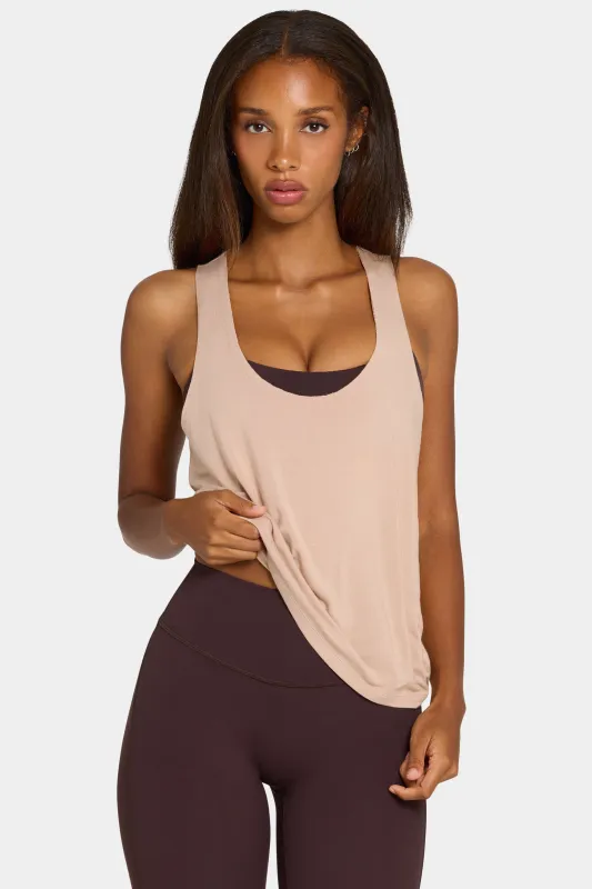 ButterCloud™ Slouchy Tank Top in Oatmeal made by Bo + Tee