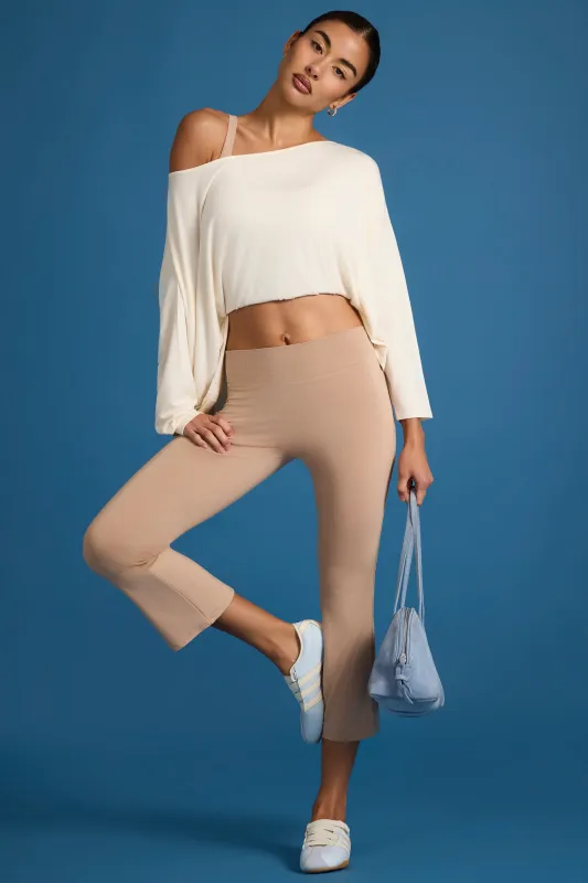 ButterCloud™ Flared Capri Leggings in Oatmeal made by Bo + Tee