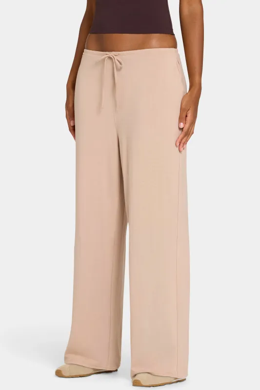 ButterCloud™ Tie-Waist Wide-Leg Trousers in Oatmeal made by Bo + Tee