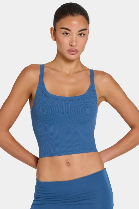ButterCloud™ Built-In Bra Tank Top in Marine made by Bo + Tee