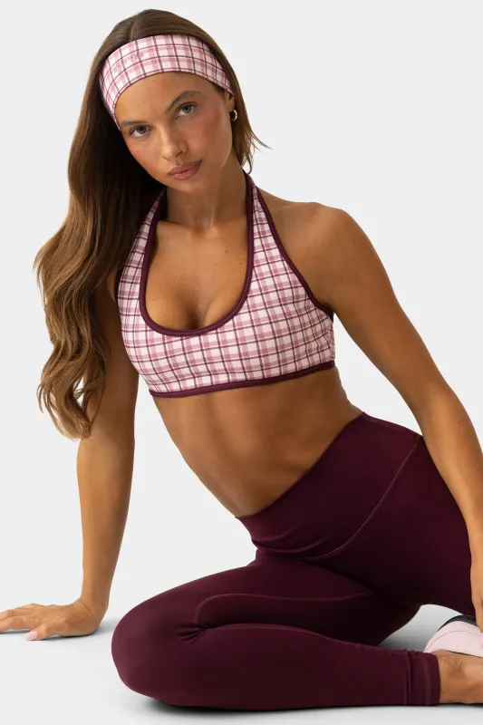 Soft Active Reversible Sports Bra in Mauve Plaid made by Bo + Tee