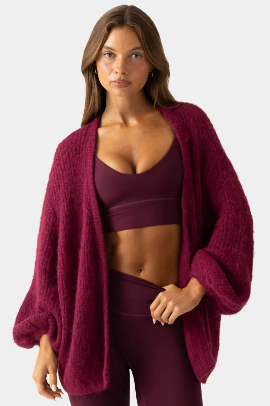 Soft Knit Cardigan in Burgundy made by Bo + Tee