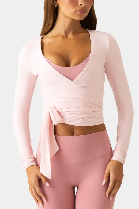 Soft Jersey Wrap Top in Soft Pink made by Bo + Tee