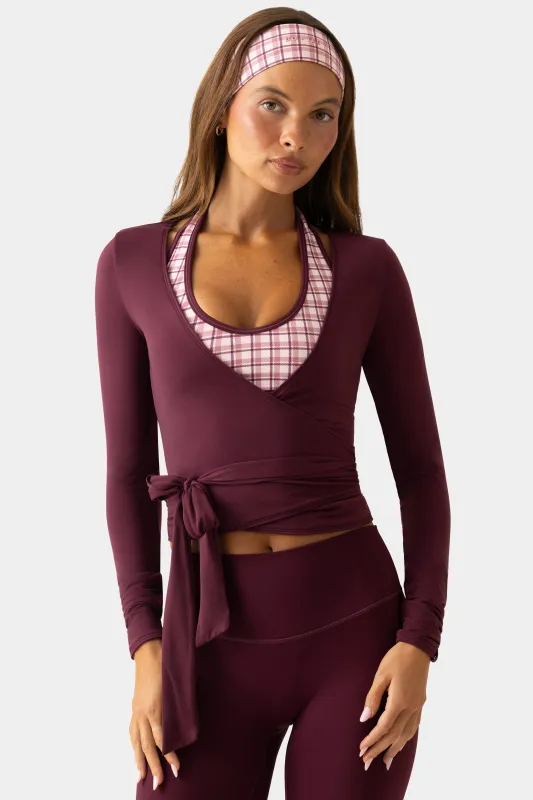 Soft Jersey Wrap Top in Burgundy made by Bo + Tee