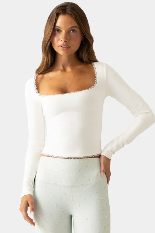 Soft Active Long-Sleeve Top in Coconut made by Bo + Tee