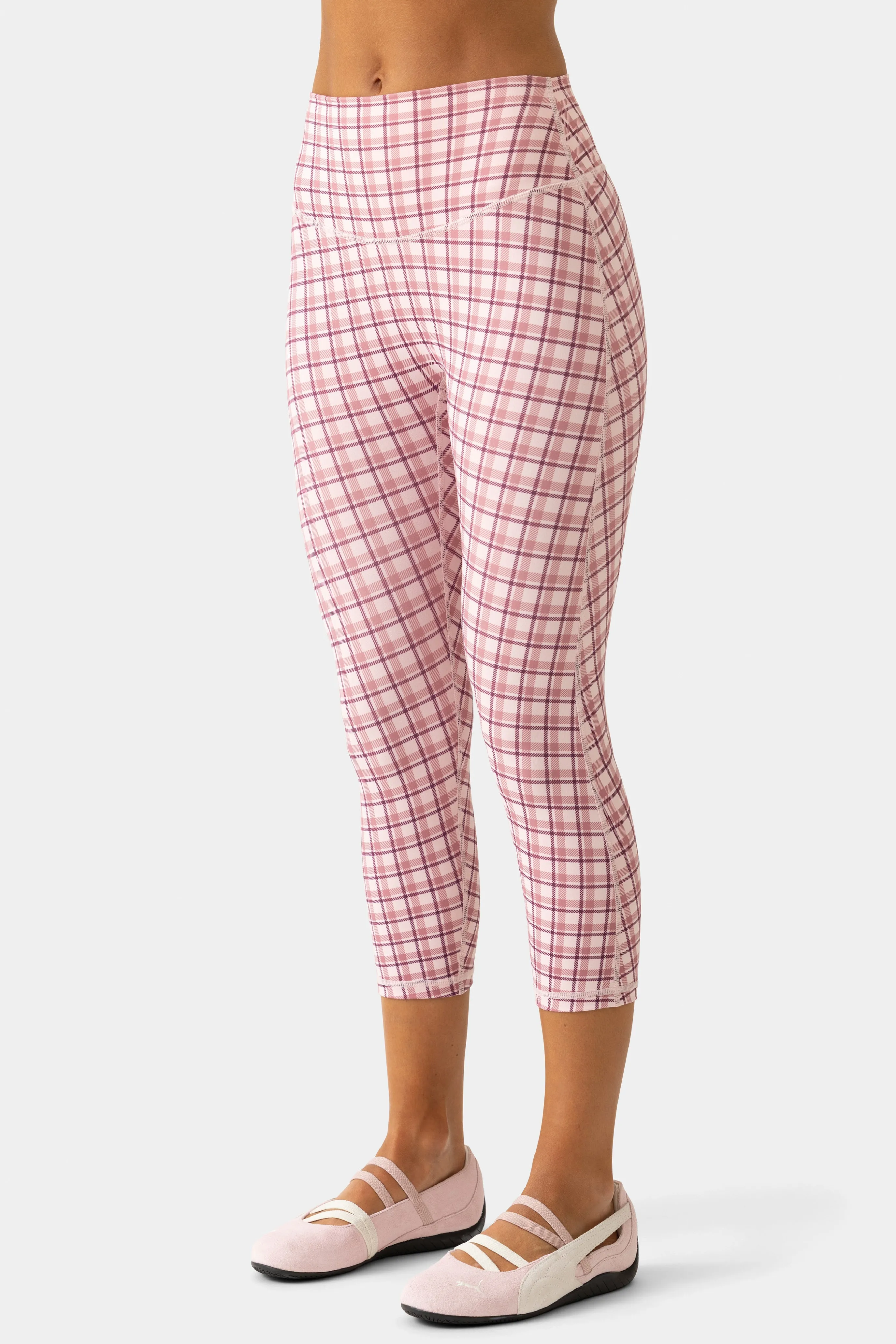 Soft Active Capri Leggings in Mauve Plaid sold by Oh Polly product image thumbnail 3