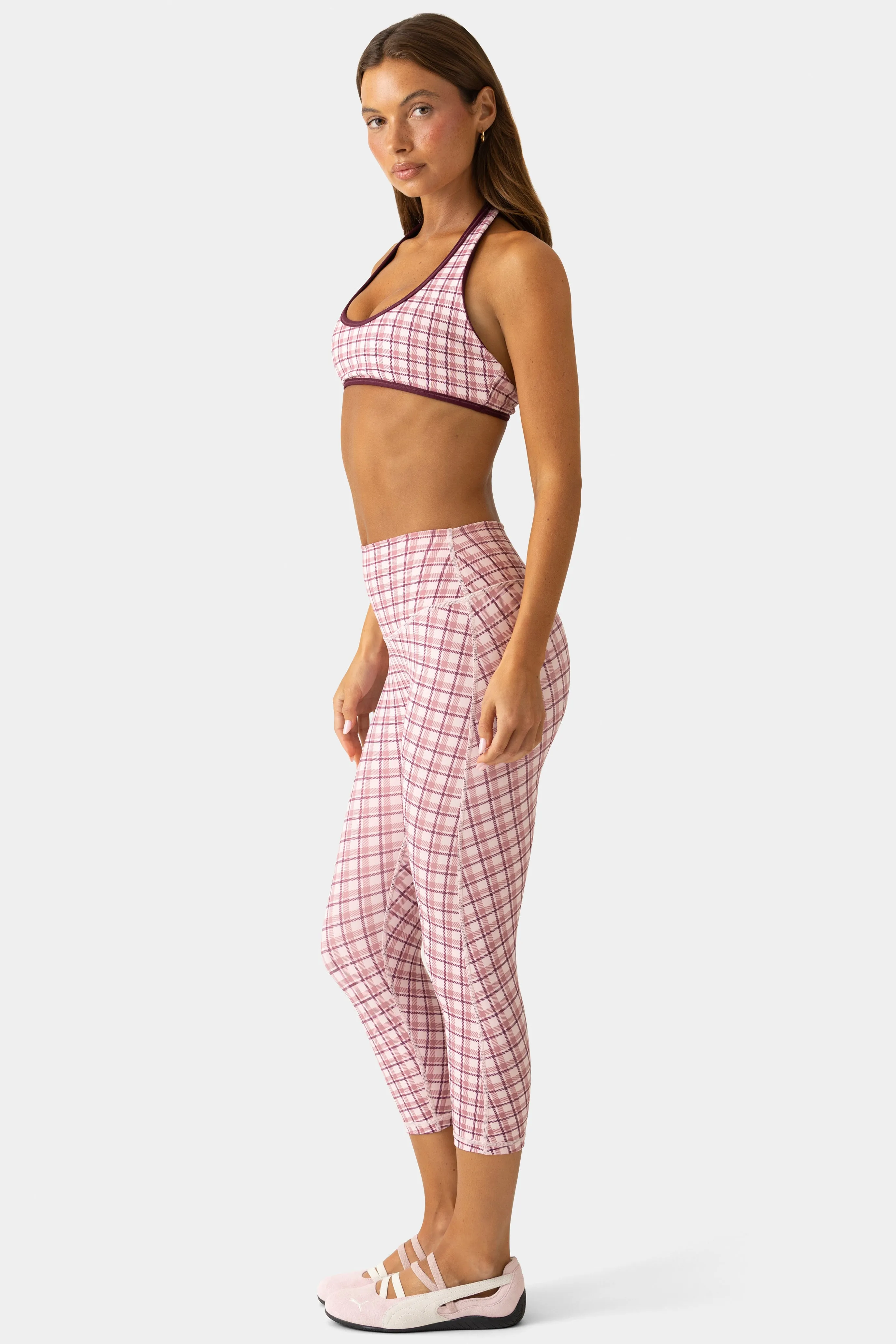 Soft Active Capri Leggings in Mauve Plaid sold by Oh Polly product image thumbnail 4