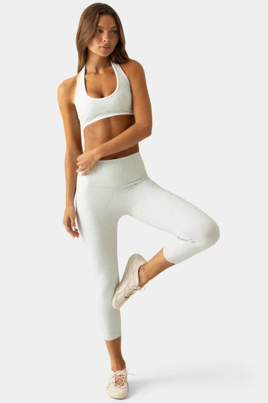 Soft Active Capri Leggings in Matcha Meadow made by Bo + Tee
