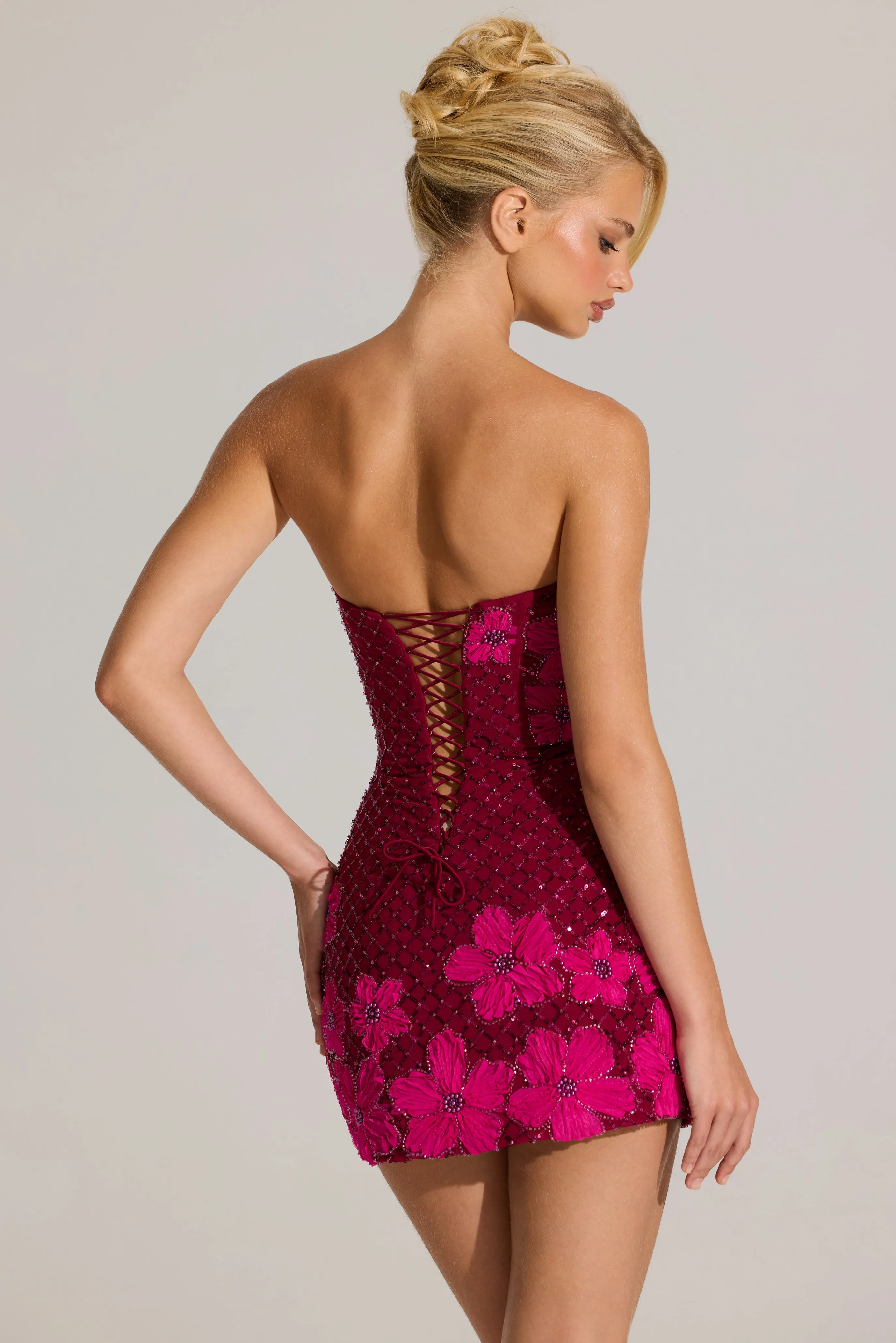 Embellished Bodycon Mini Dress in Cranberry sold by Oh Polly product image thumbnail 2
