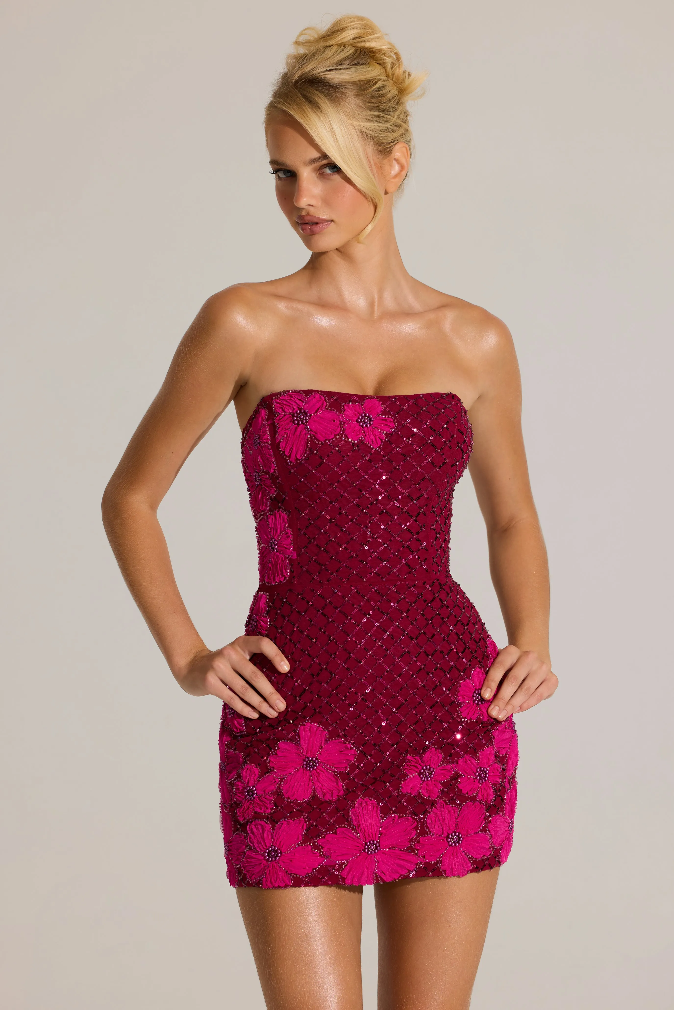 Embellished Bodycon Mini Dress in Cranberry sold by Oh Polly product image thumbnail 5