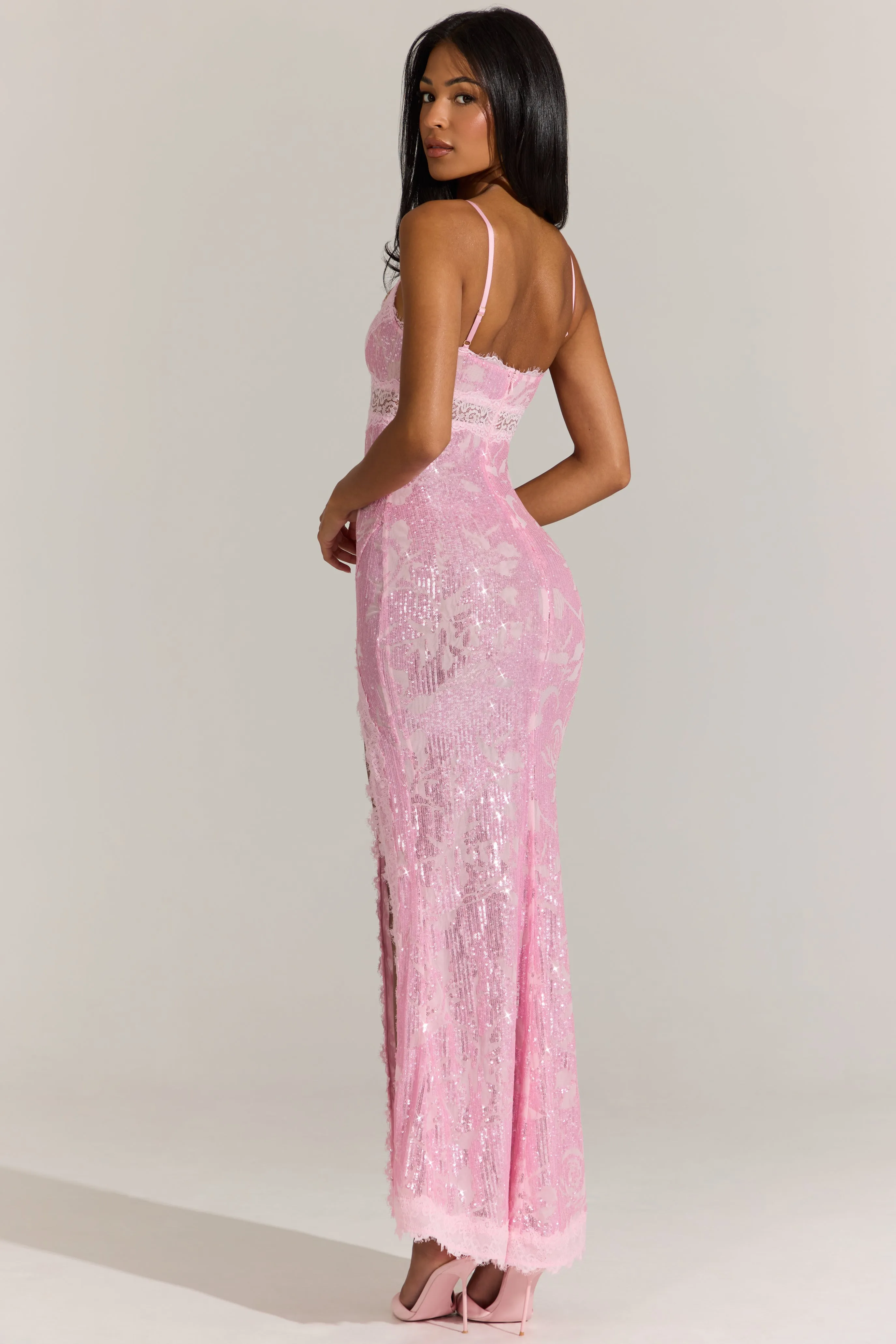 Embellished Lace-Trim Maxi Dress in Blossom Pink sold by Oh Polly product image thumbnail 2