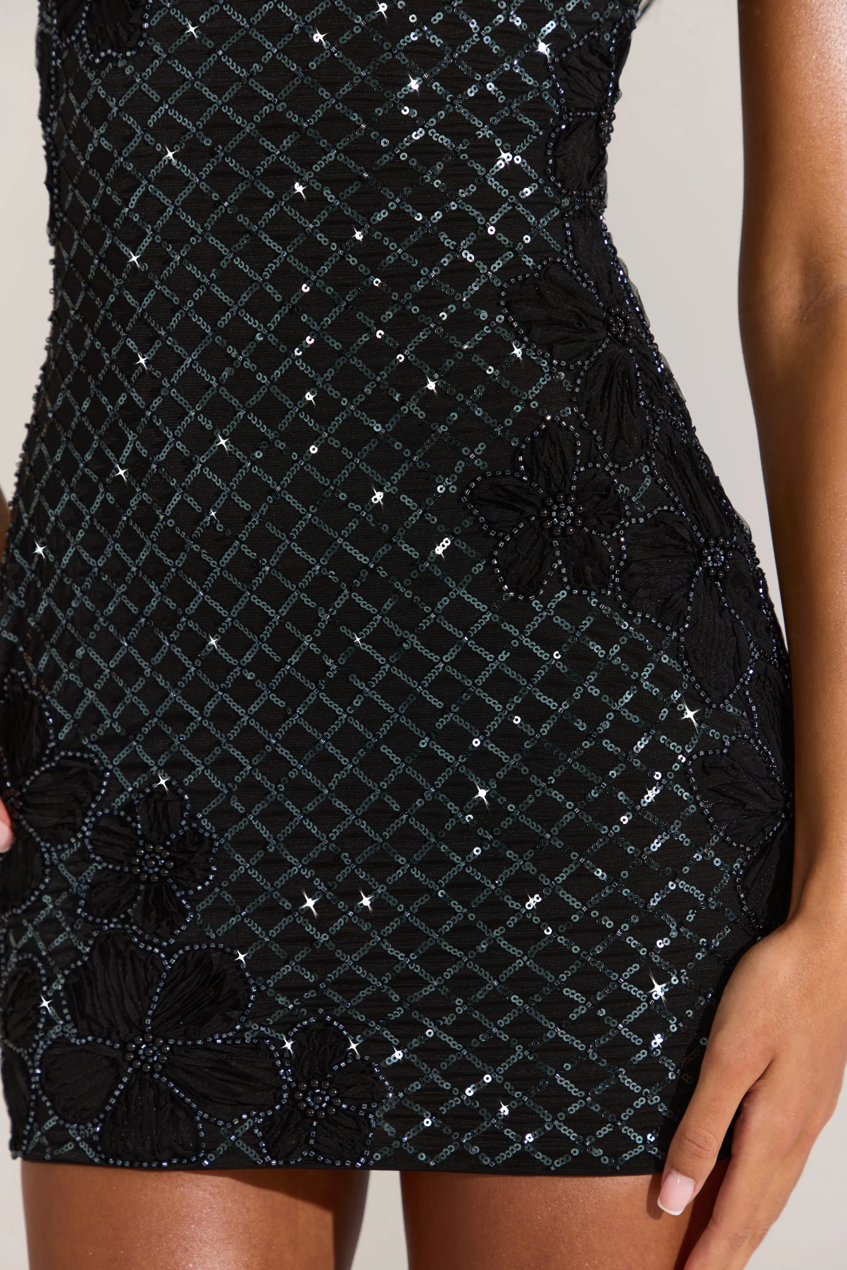 Embellished Square-Neck Mini Dress in Black sold by Oh Polly product image thumbnail 5