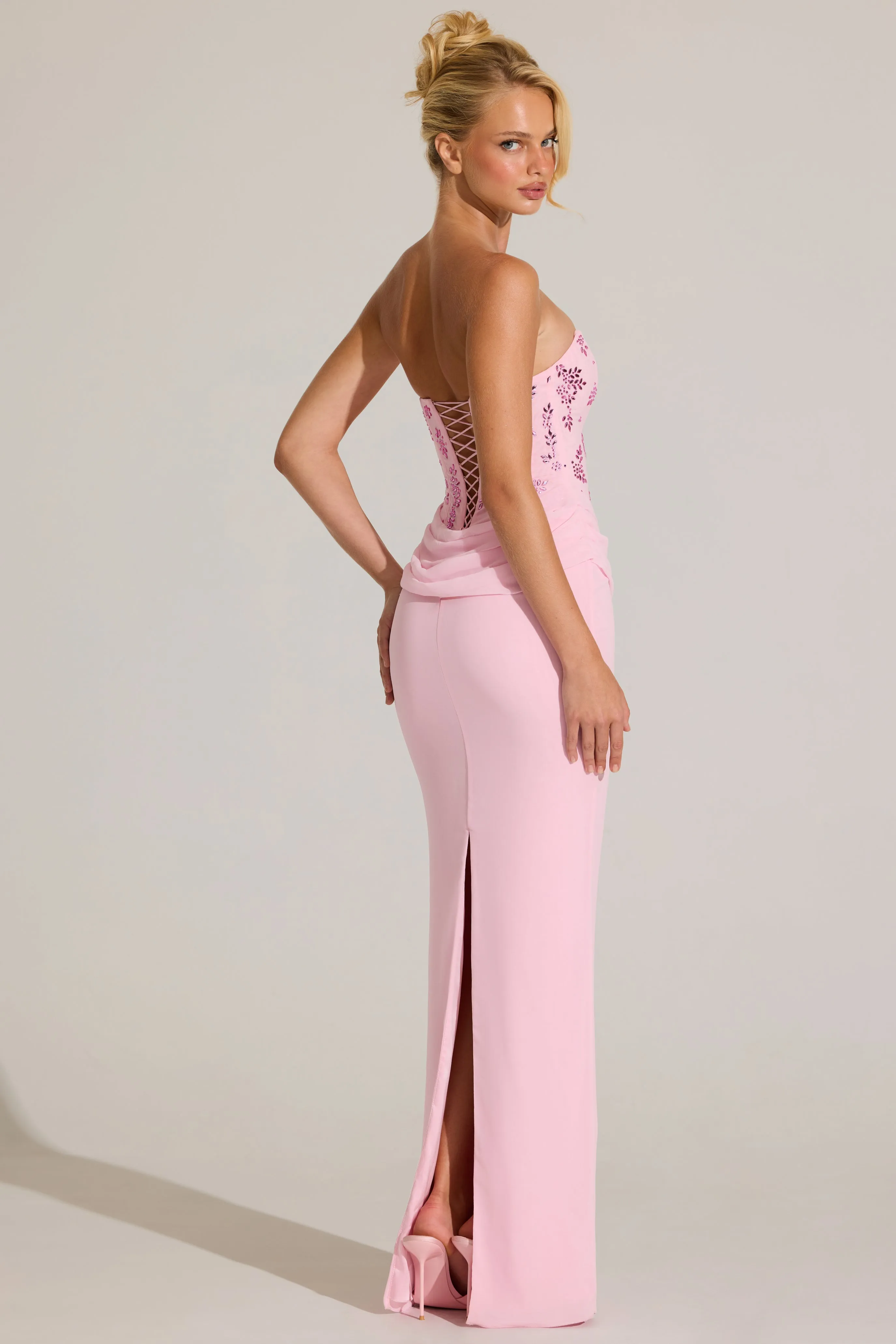 Embellished Corset Maxi Dress in Blossom Pink sold by Oh Polly product image thumbnail 2