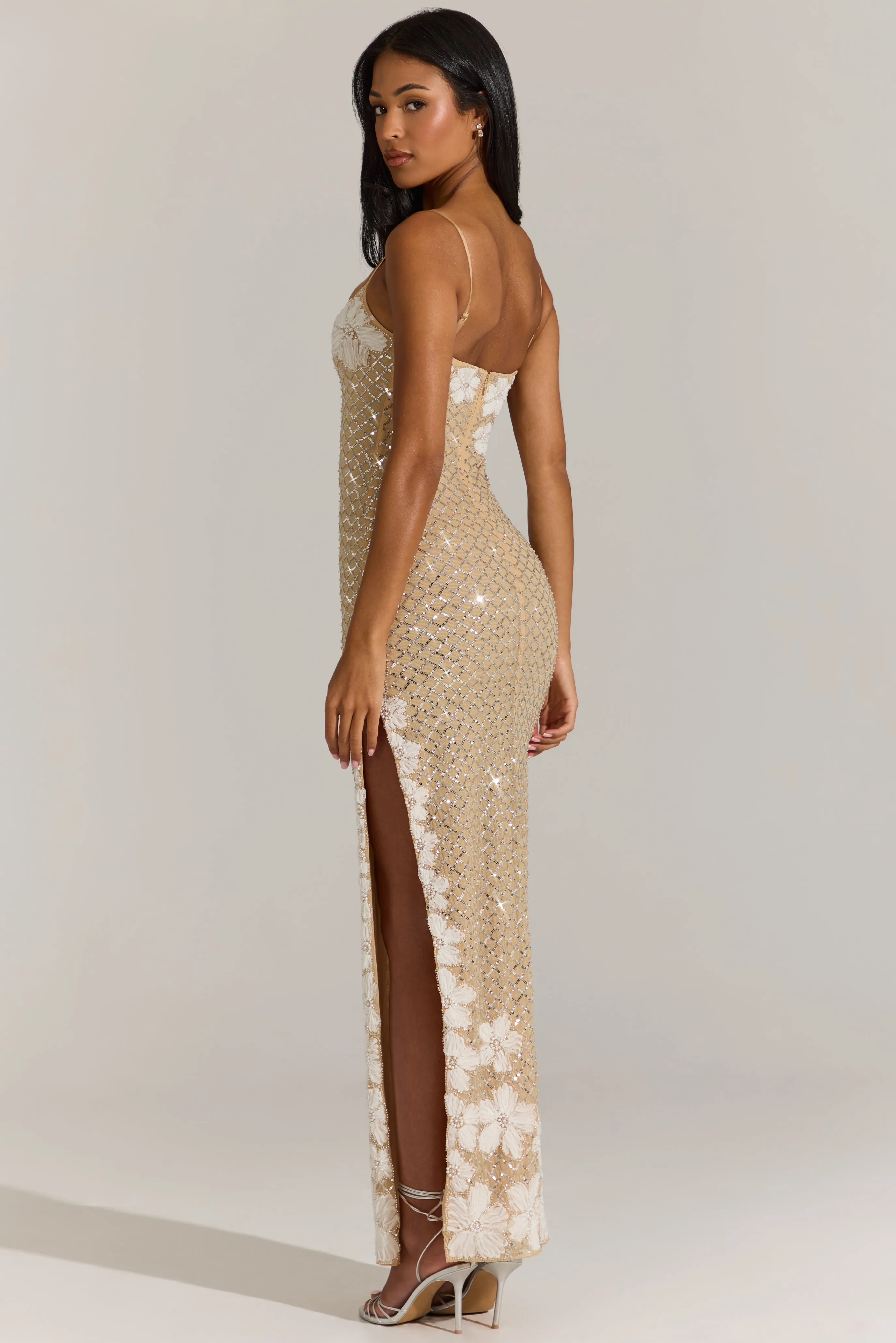 Embellished Square-Neck Maxi Dress in Gold sold by Oh Polly product image thumbnail 2