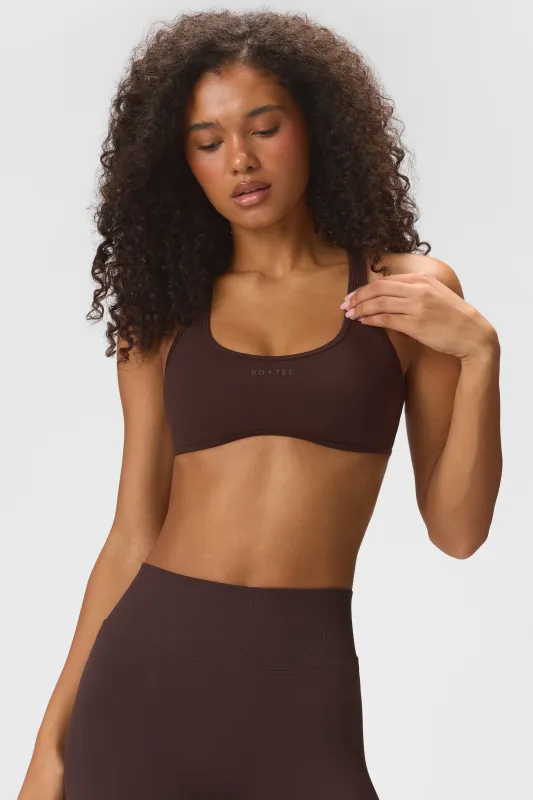 Soft Active Low-Impact Sports Bra in Espresso made by Bo + Tee