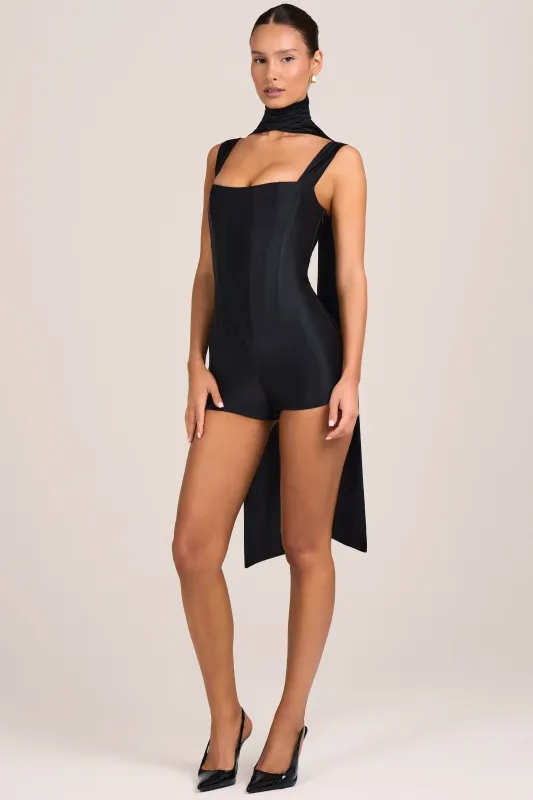 Satin Jersey Romper in Black made by Oh Polly