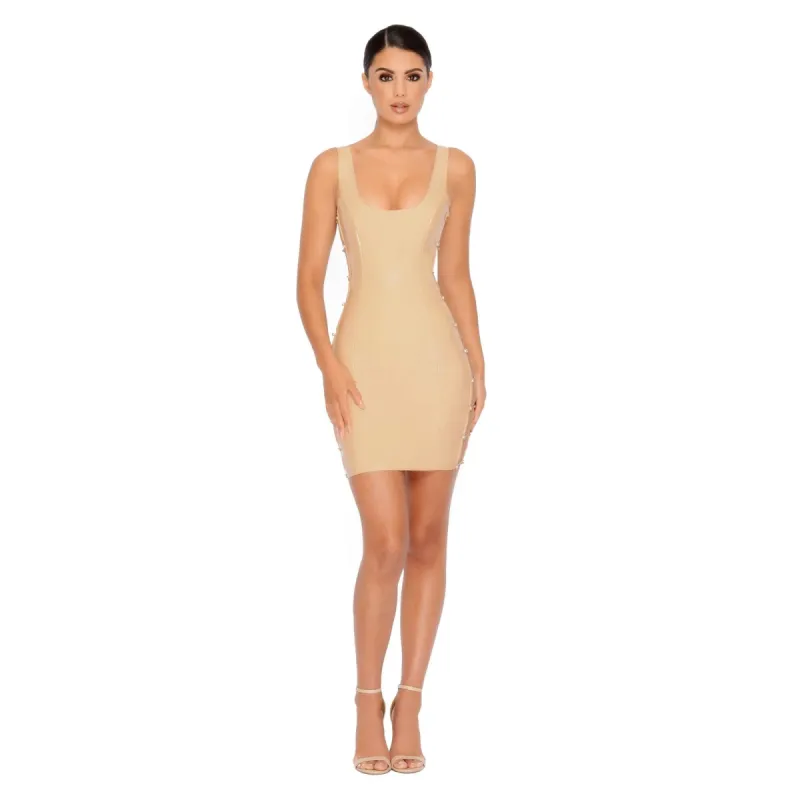 Chain Me Down Cut Out Vinyl Mini Dress in Cream sold by Oh Polly