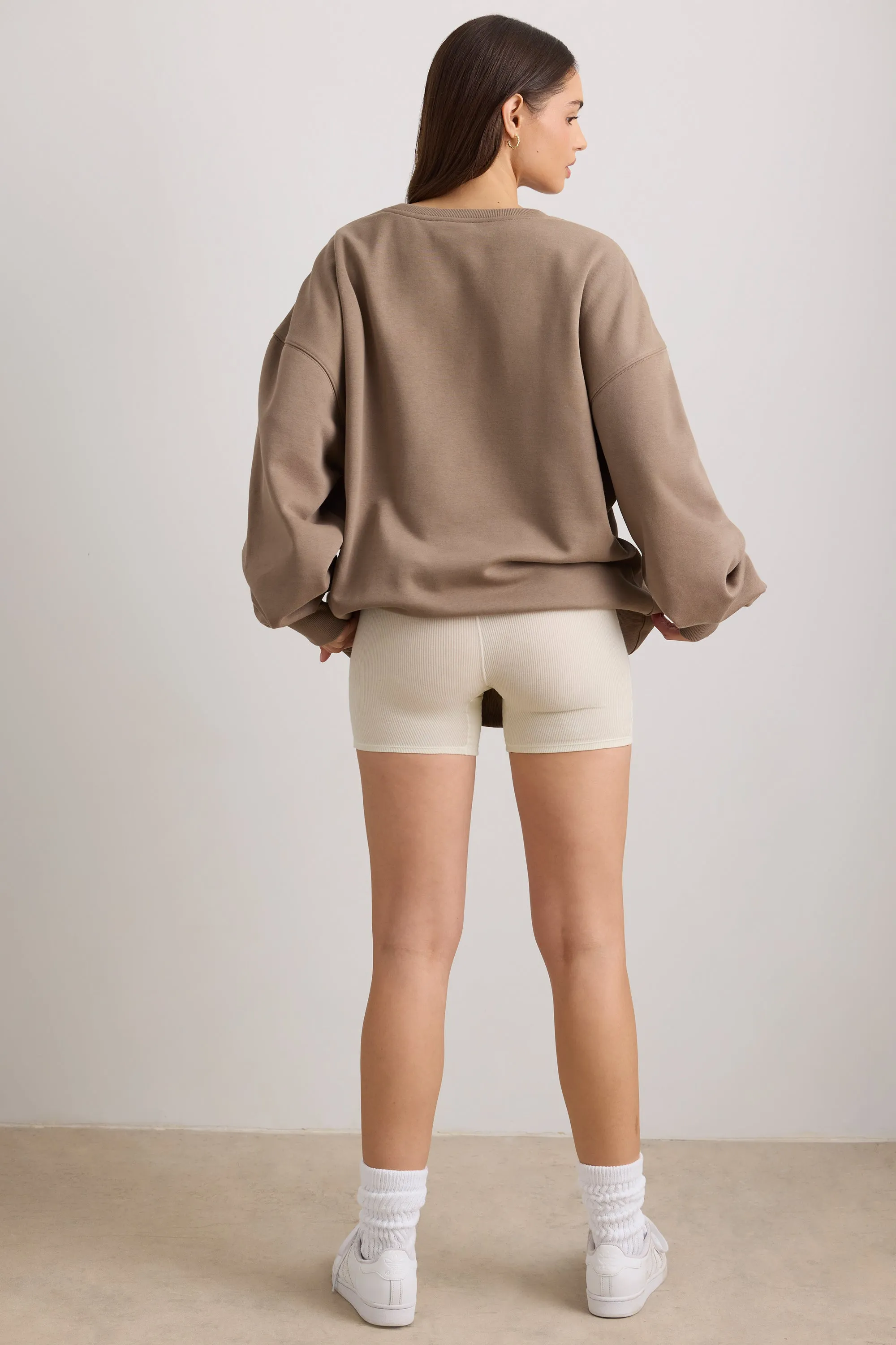 Oversized Crew Neck Sweatshirt in Espresso sold by Oh Polly product image thumbnail 5