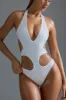 Embellished Cut-Out One-Piece Swimsuit in White sold by Oh Polly