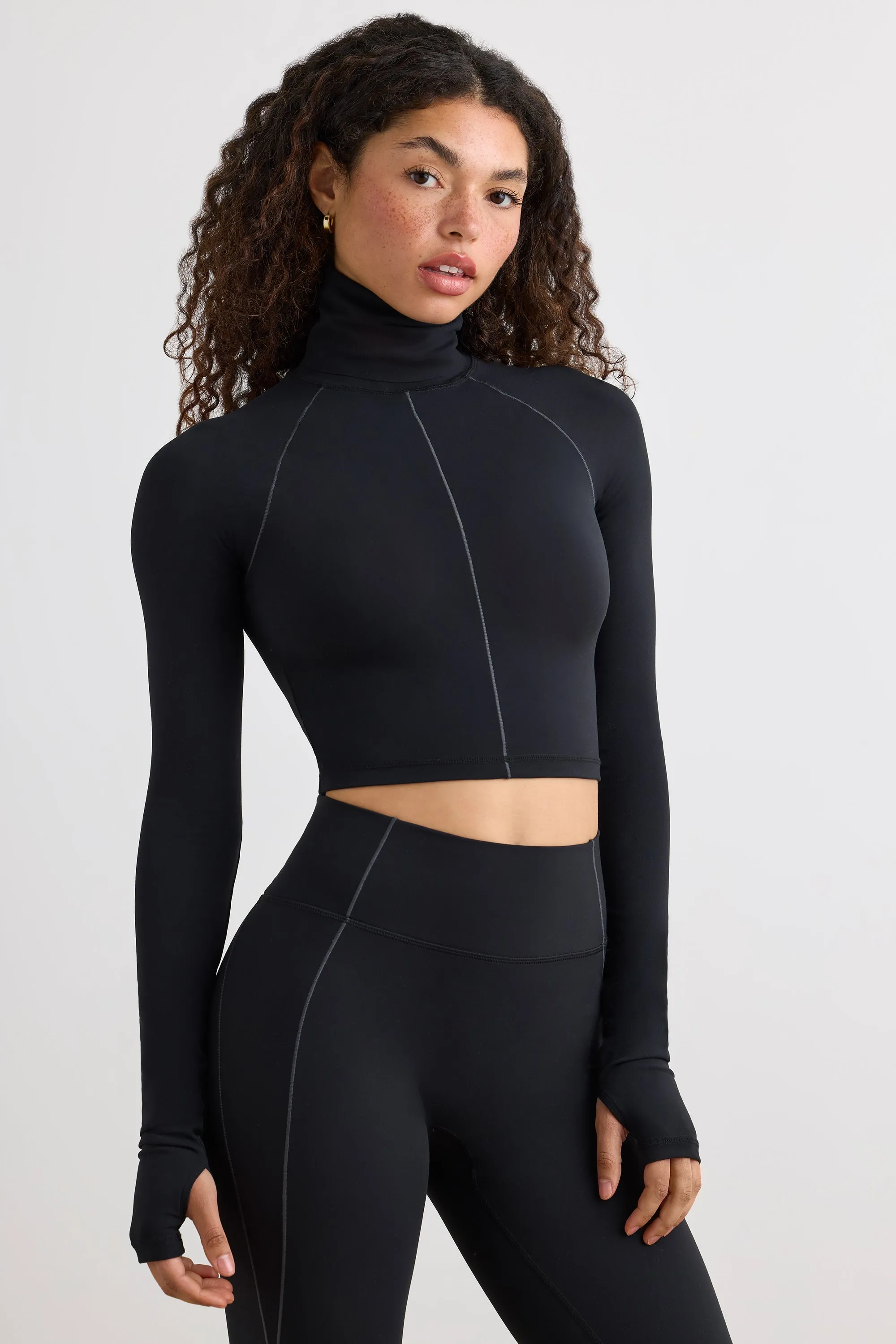 Soft Active Turtleneck Crop Top in Black sold by Oh Polly product image thumbnail 3