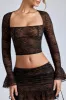 Lace Long Sleeve Top in Black sold by Oh Polly