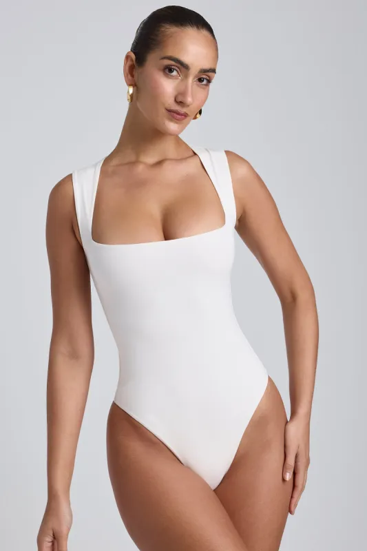 Modal Square-Neck Bodysuit in White sold by Oh Polly
