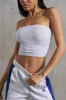 Soft Rib Ruched Bandeau Top in Heather Grey sold by Oh Polly