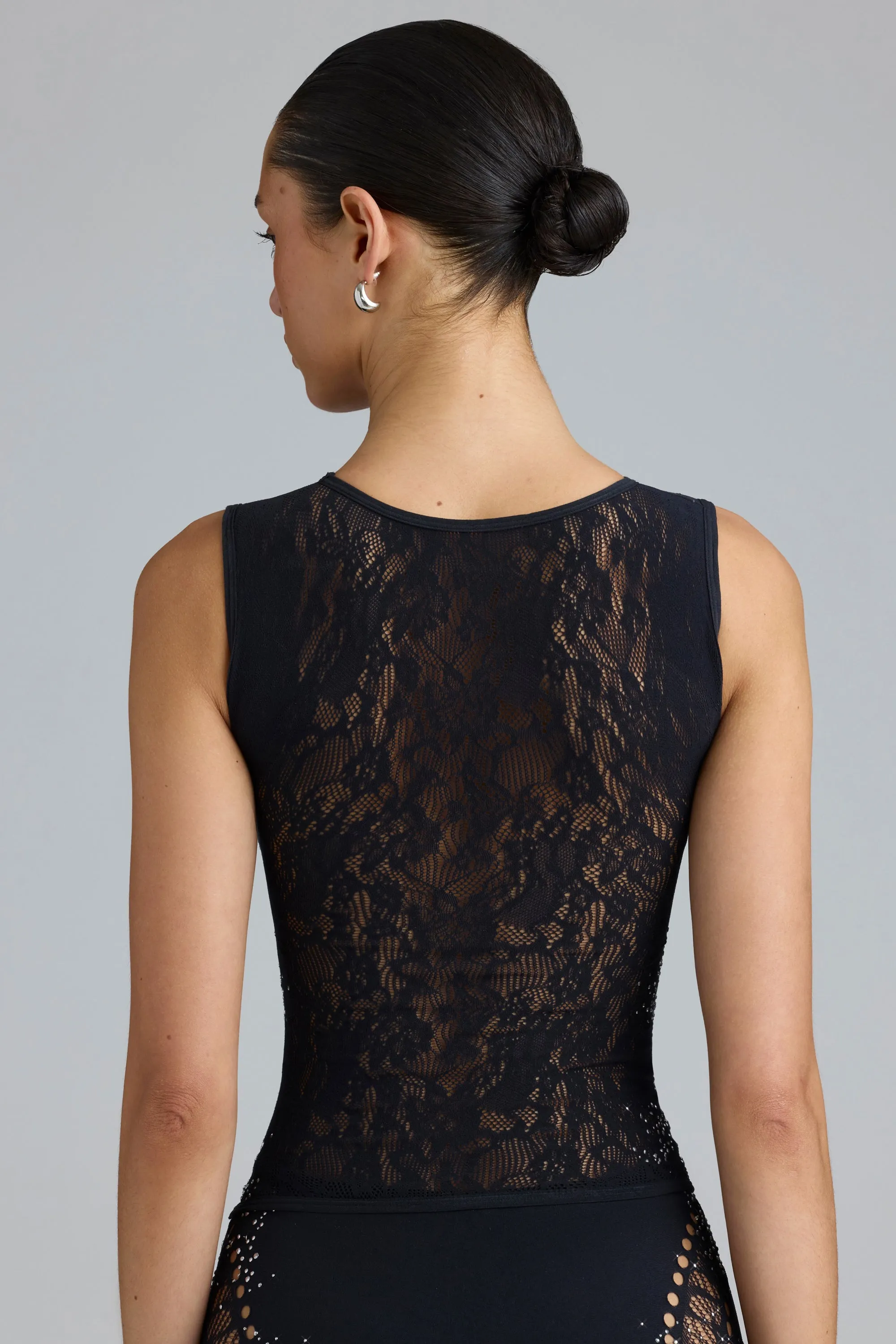 Embellished Lace-Up High-Neck Top in Black sold by Oh Polly product image thumbnail 2