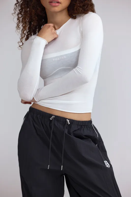 Sheer Long-Sleeve Top in White sold by Oh Polly