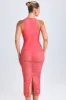 Ruched Plunge Midaxi Dress in Coral sold by Oh Polly