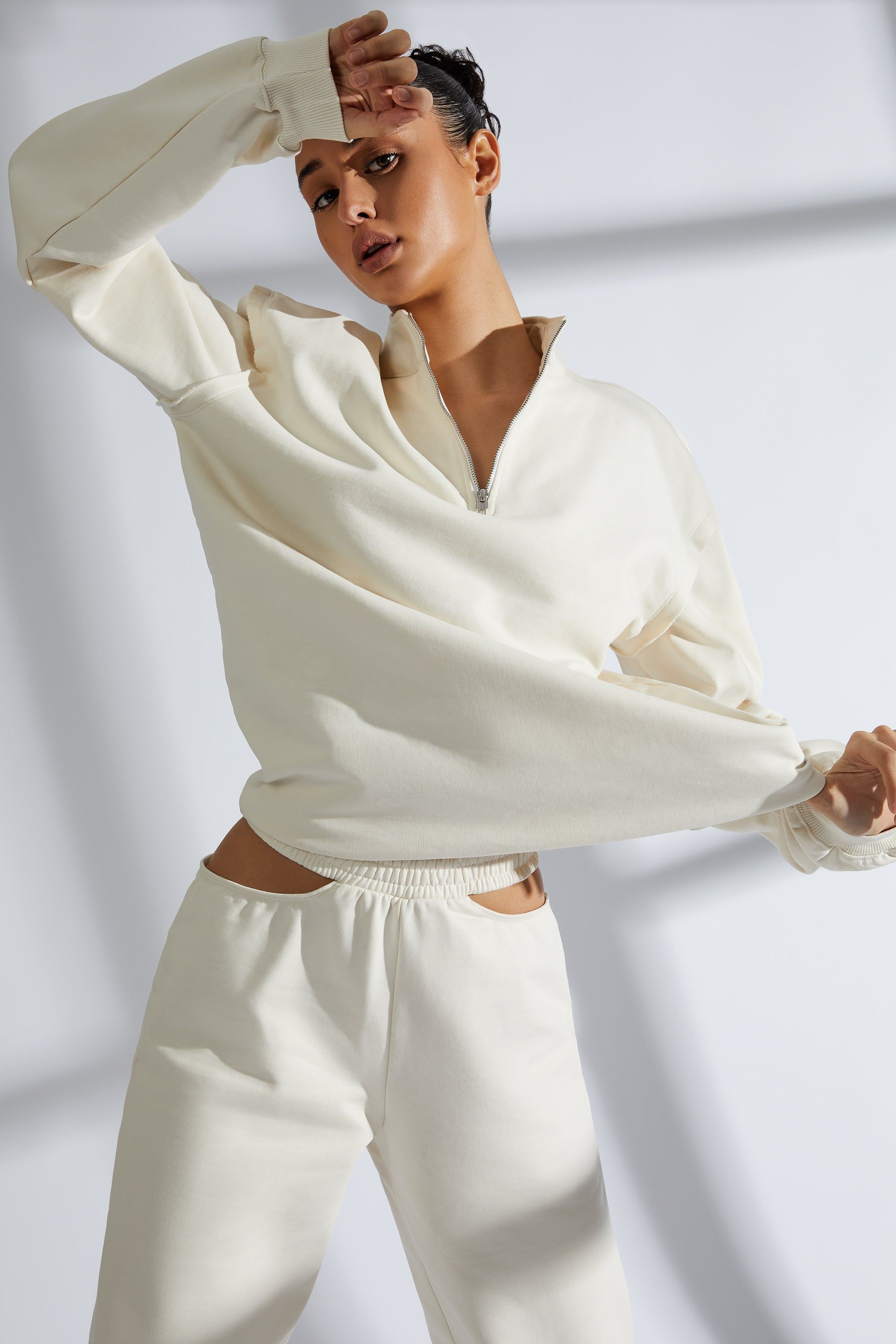 Fleece Sweatshirt in Ivory sold by Oh Polly